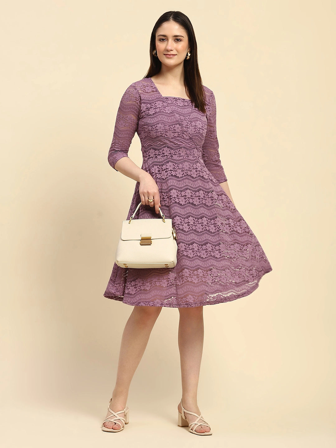Lace Floral Fit & Flare Dress - Global Republic