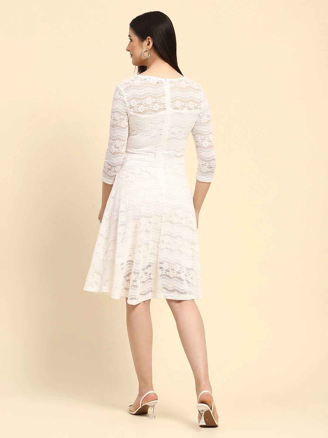 Lace Floral Flared Dress - Global Republic