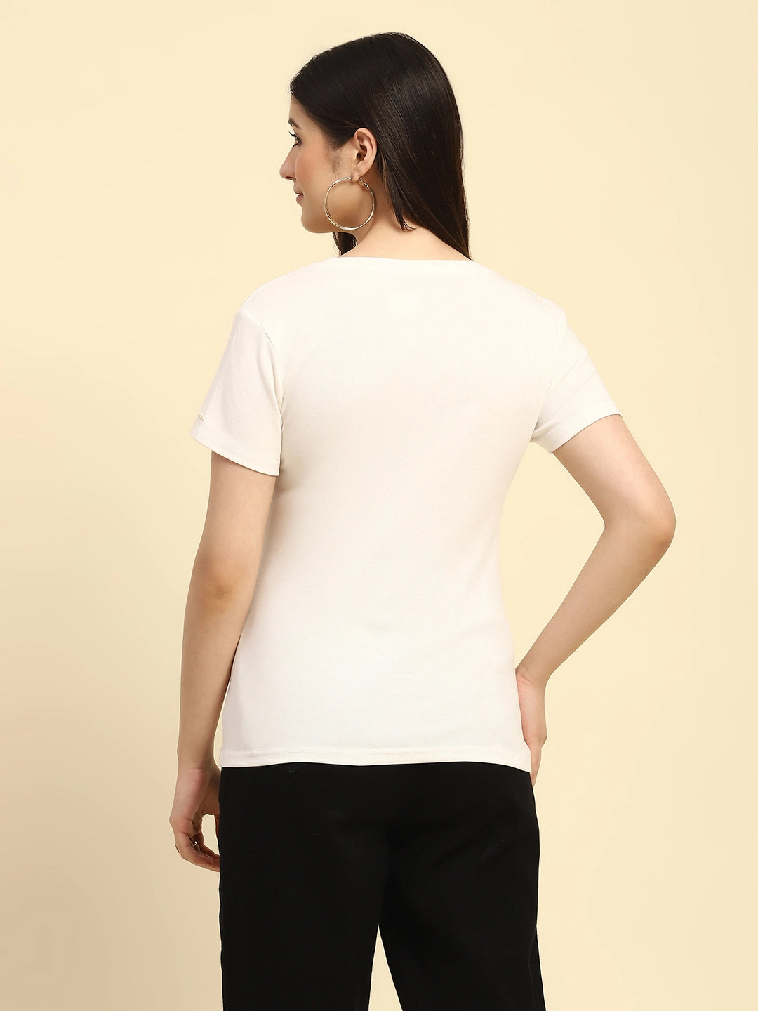 Ecru Graphic Cotton Regular Fit Top - Global Republic