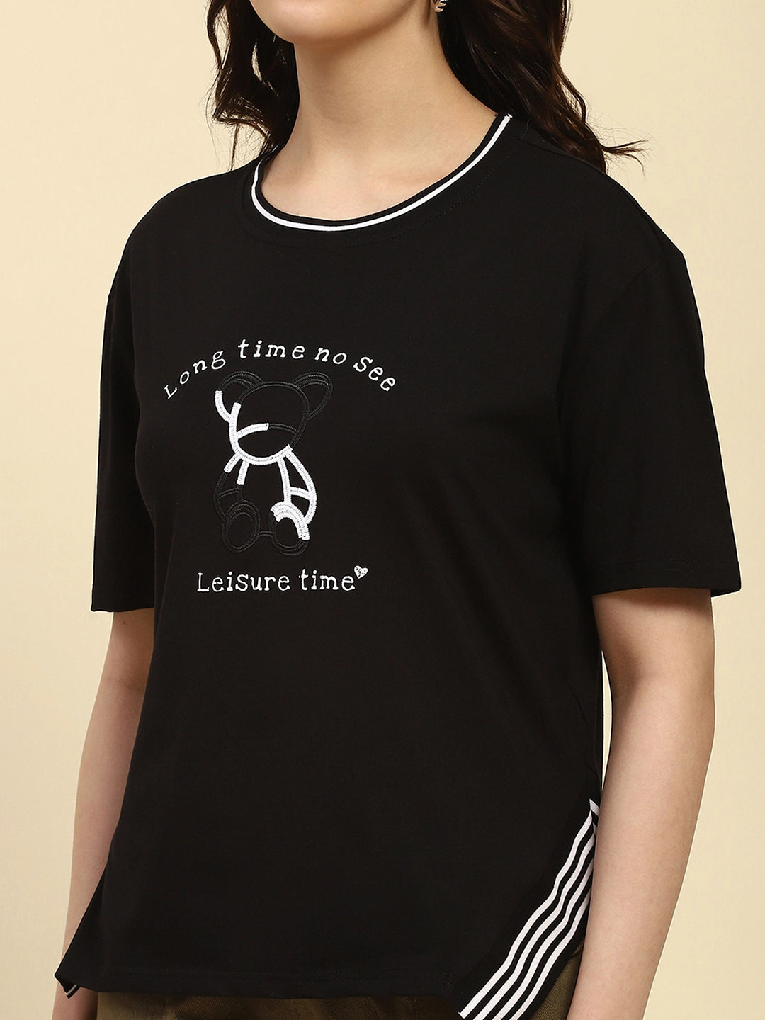 Black Embroidered Cotton Top - Global Republic