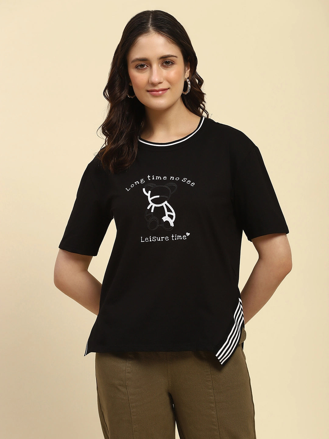 Black Embroidered Cotton Top - Global Republic