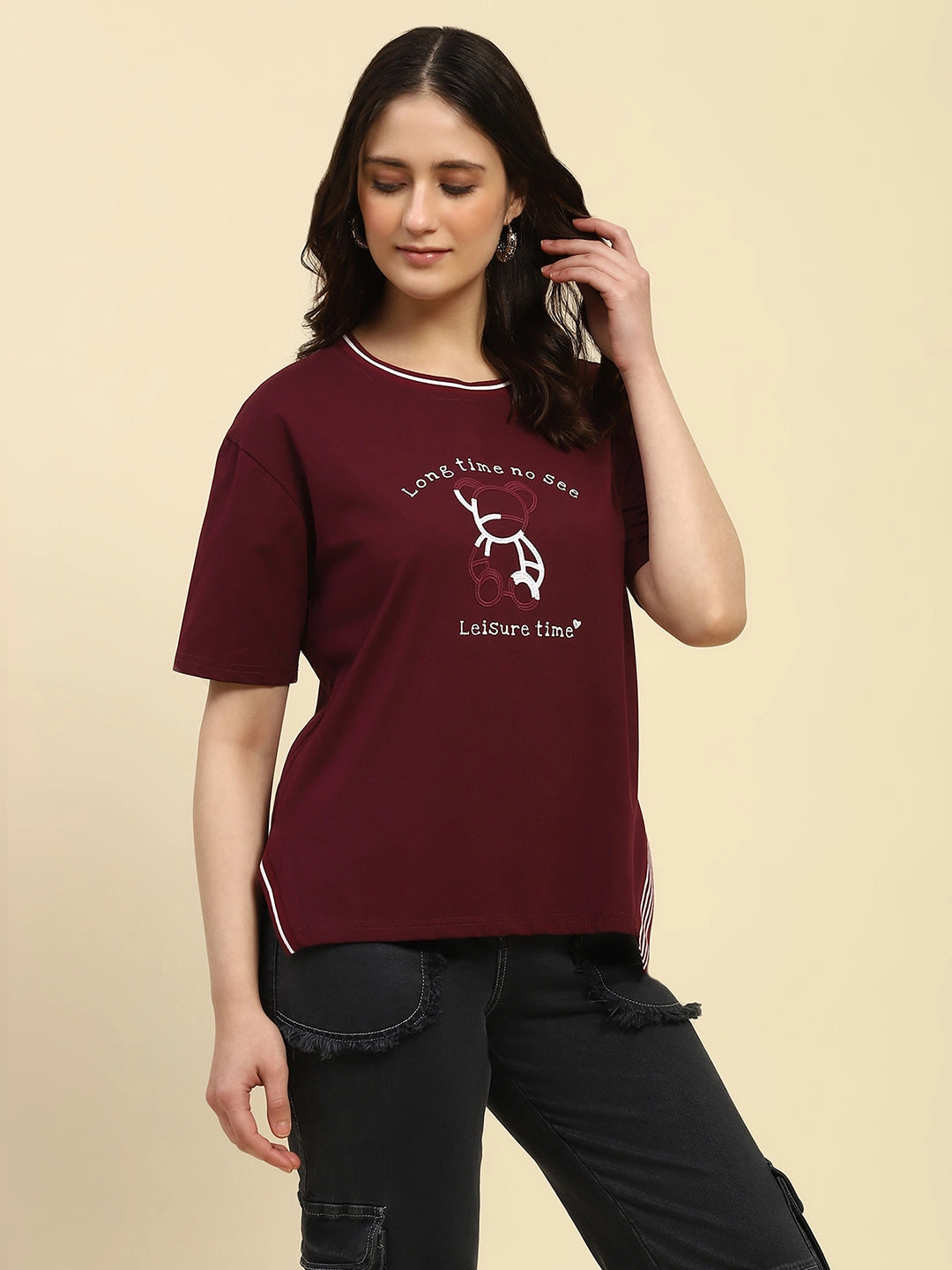 Wine Embroidered Cotton Top - Global Republic