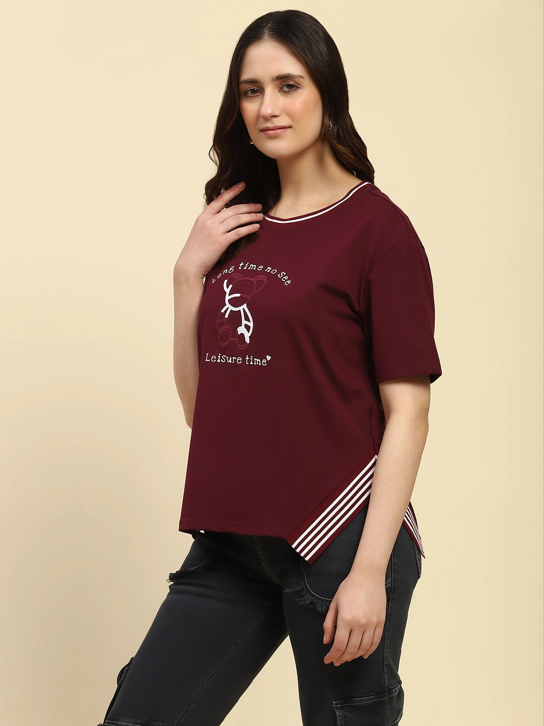 Wine Embroidered Cotton Top - Global Republic