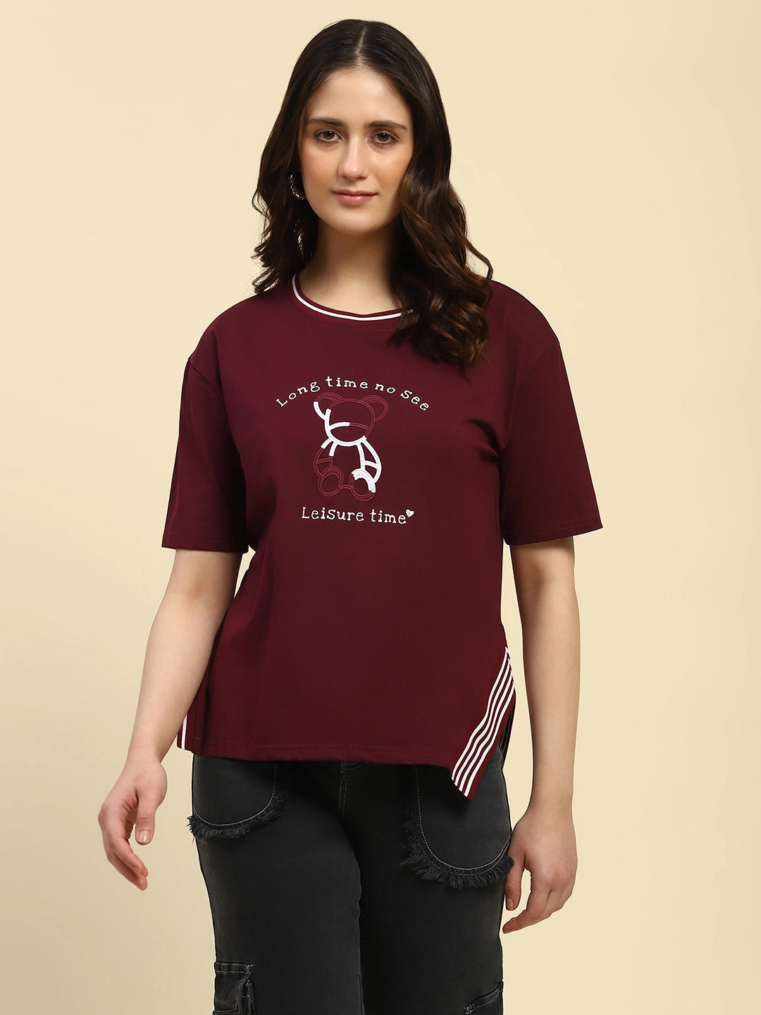 Wine Embroidered Cotton Top - Global Republic