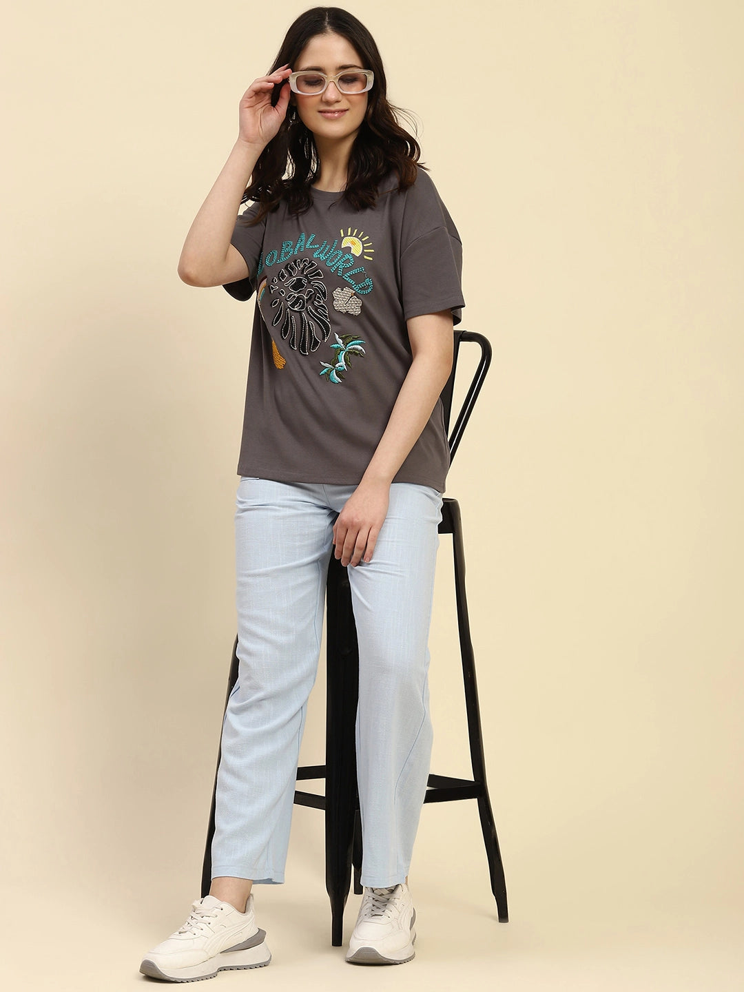 Oversized Embroidered Cotton Top - Global Republic