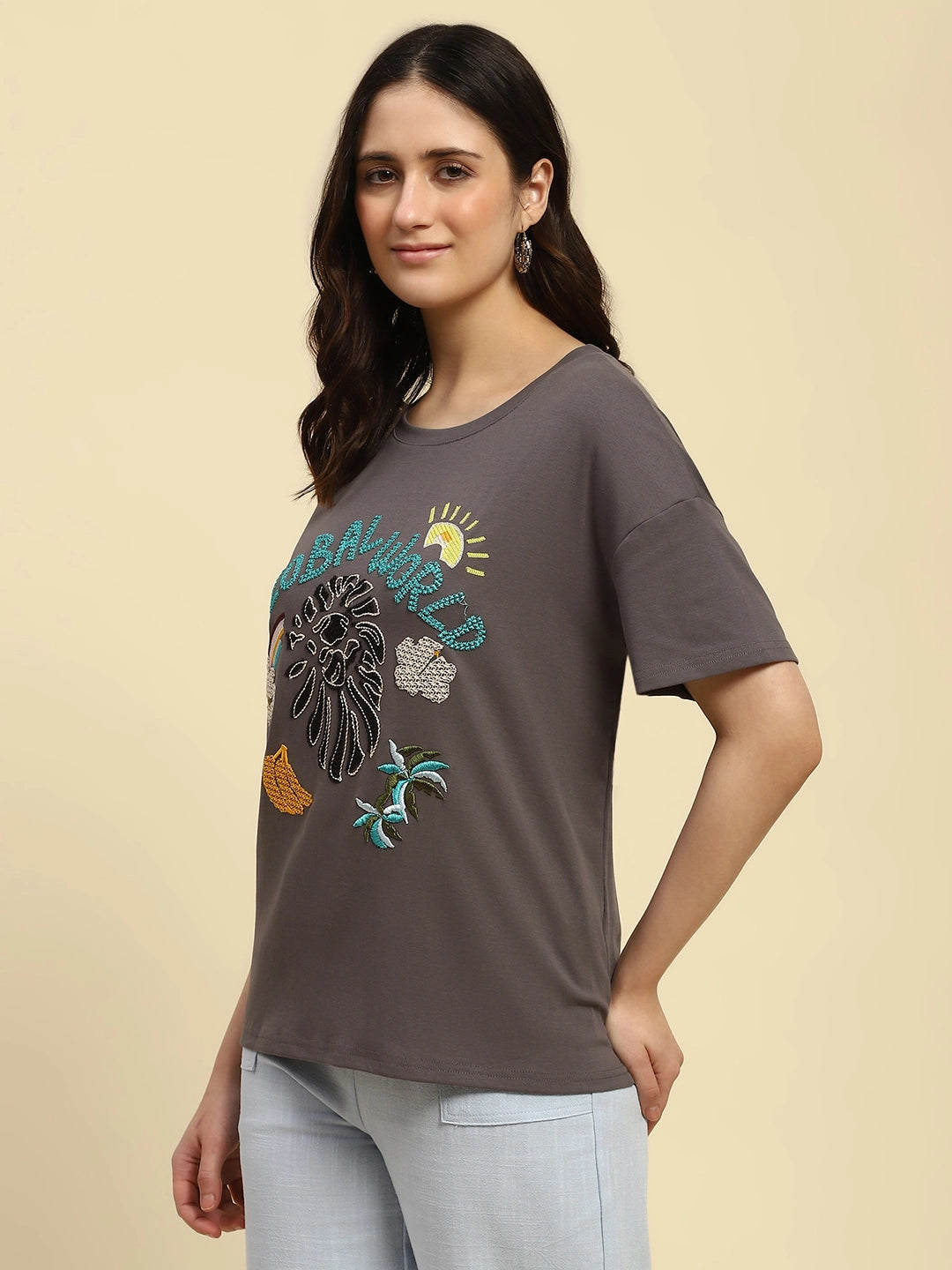 Oversized Embroidered Cotton Top - Global Republic