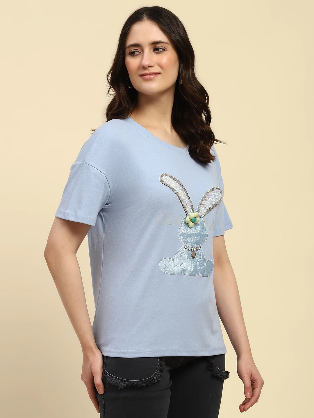 Blue Embroidered Cotton Loose Top - Global Republic