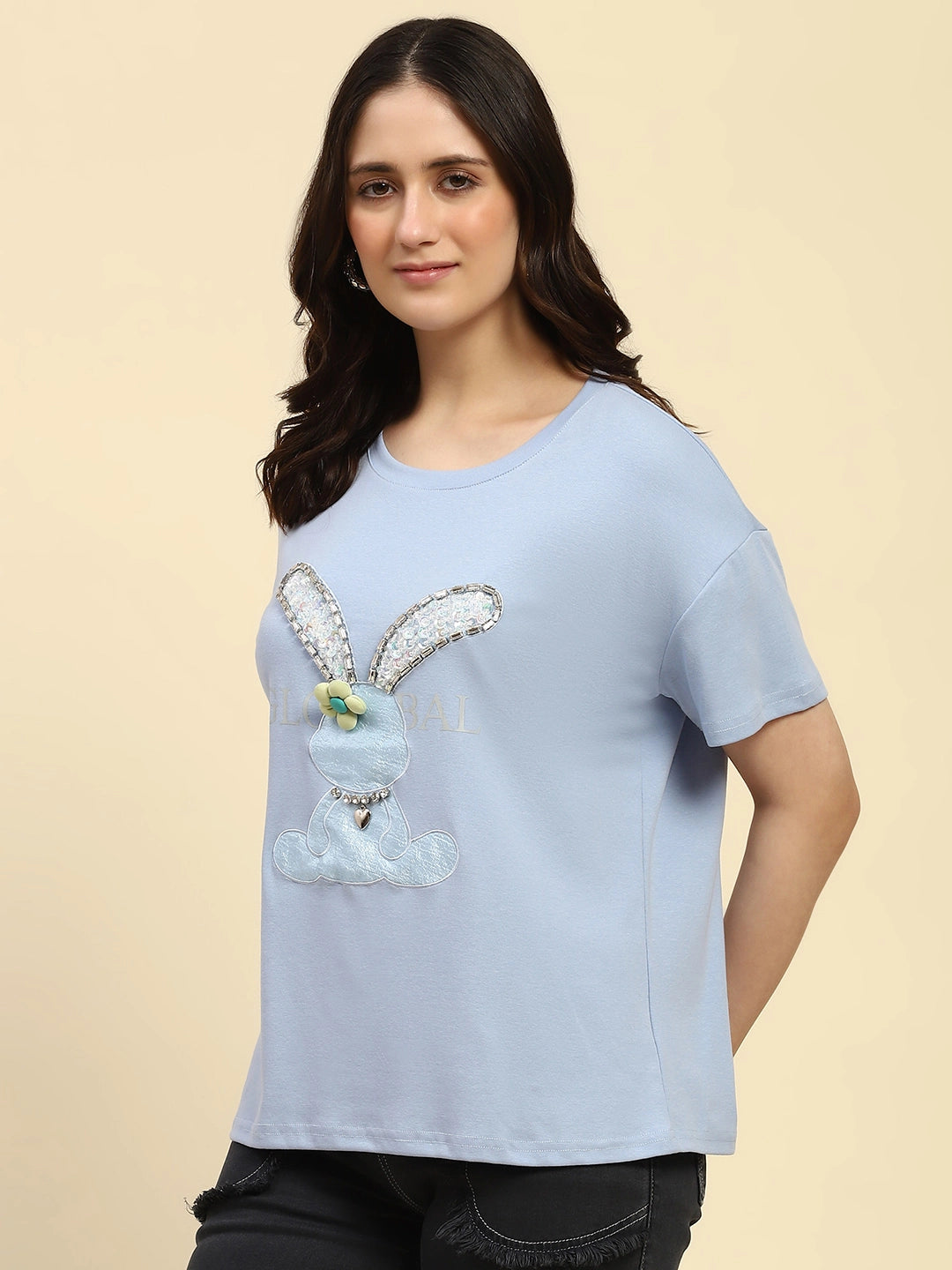 Blue Embroidered Cotton Loose Top - Global Republic
