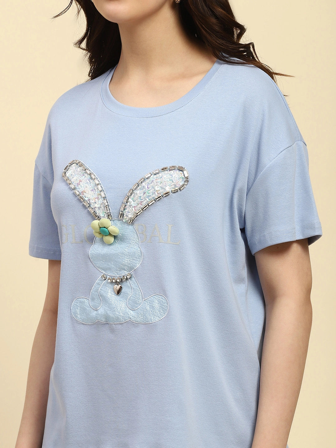 Blue Embroidered Cotton Loose Top - Global Republic