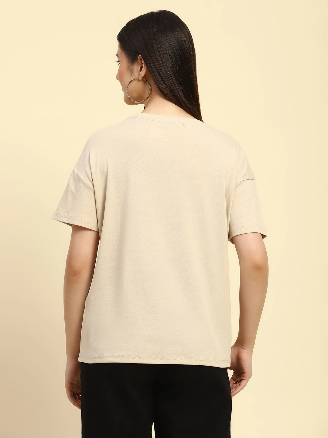 Beige Embroidered Cotton Loose Fit Top - Global Republic