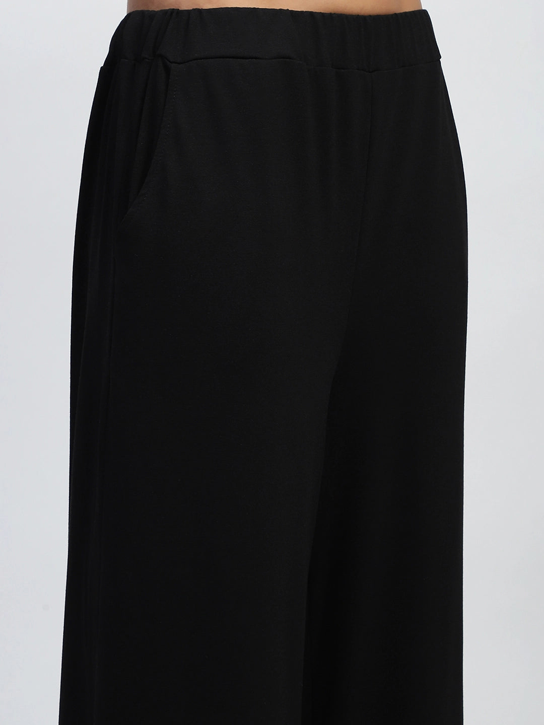 Black Embroidered Rayon Loungewear - Global Republic