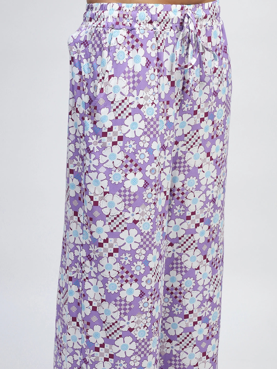 Lilac Printed Rayon Loungewear - Global Republic