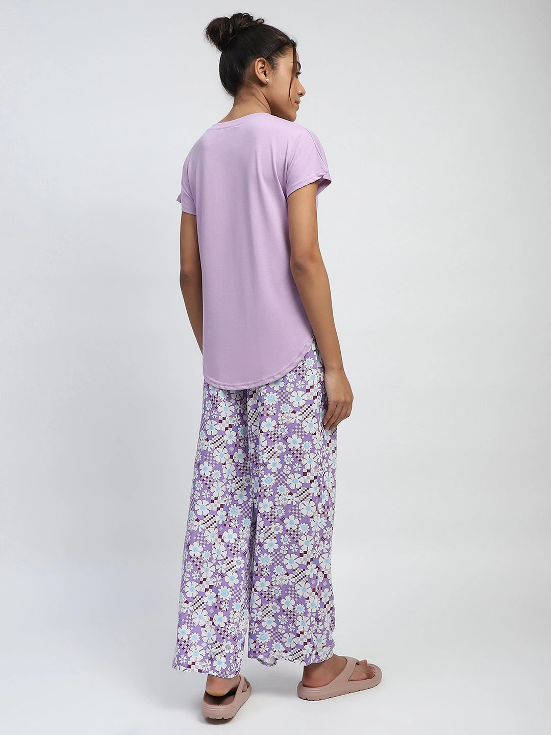 Lilac Printed Rayon Loungewear - Global Republic