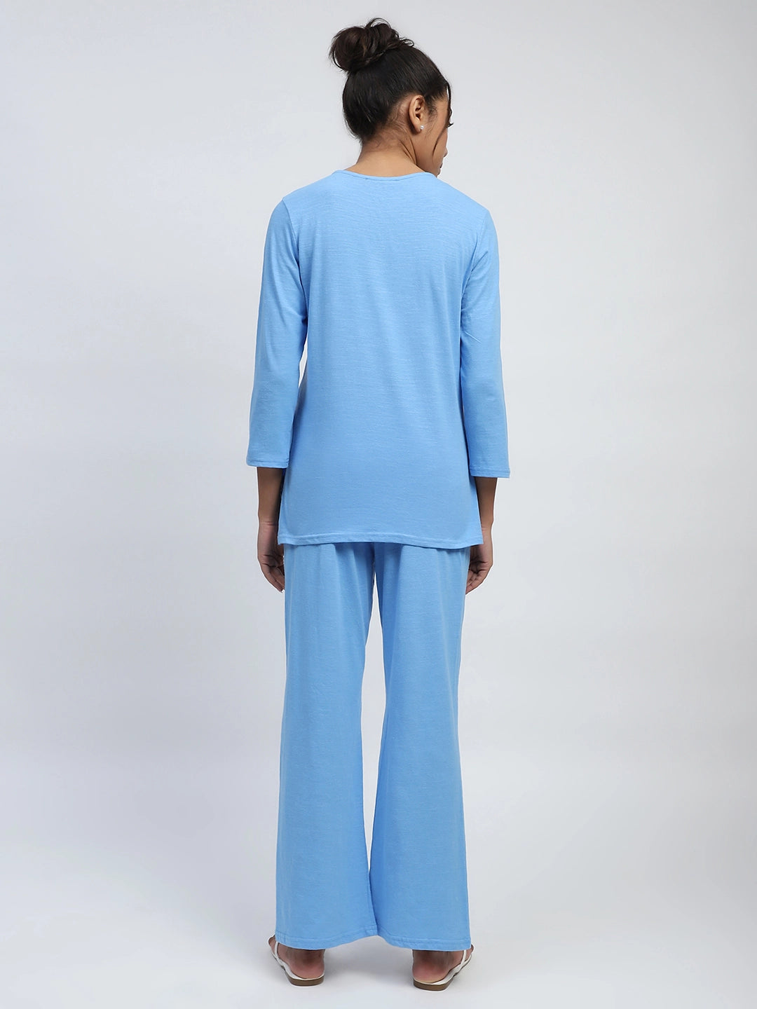 Blue Solid cotton Lounge Wear - Global Republic