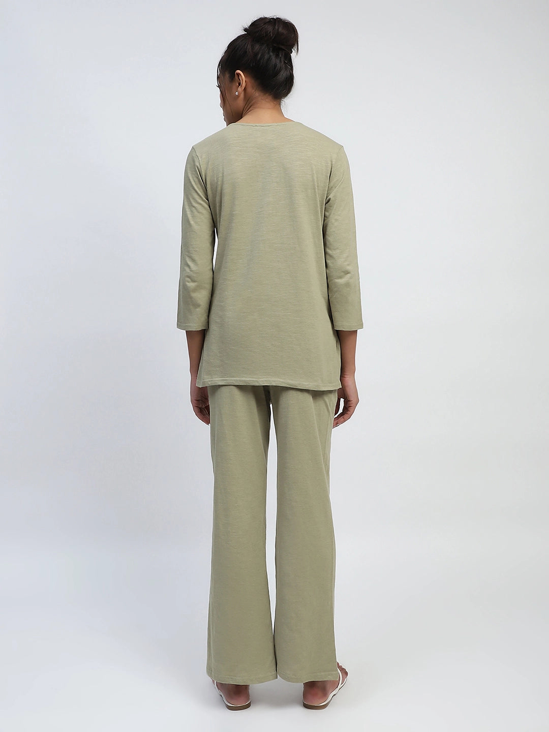 Green Solid cotton Lounge Wear - Global Republic