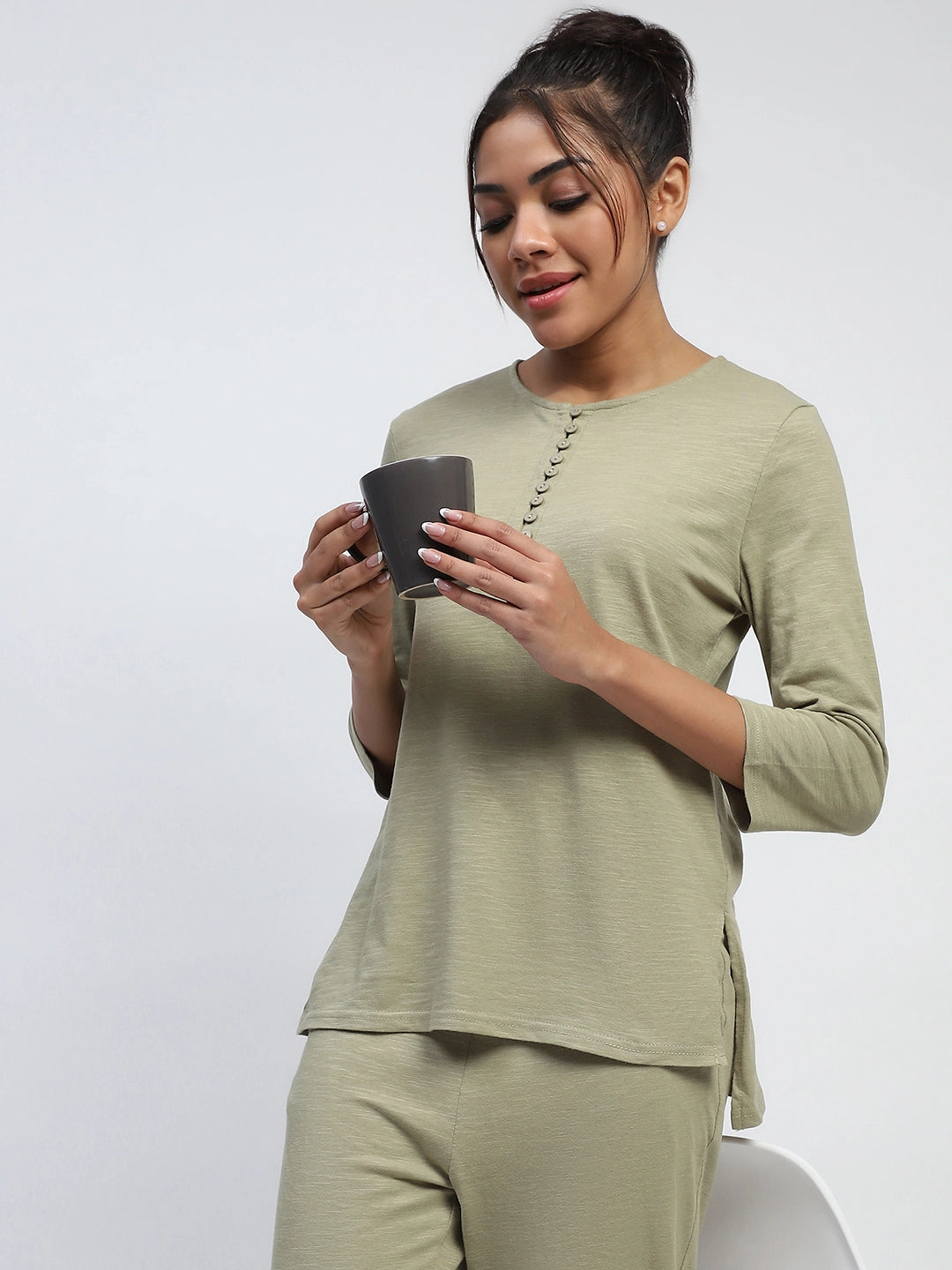 Green Solid cotton Lounge Wear - Global Republic