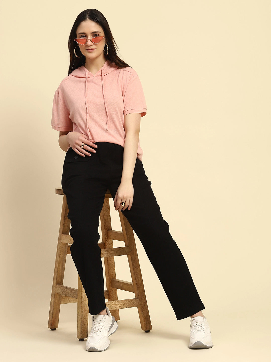 Pink Solid Cotton Blend Relaxed Fit Top - Global Republic