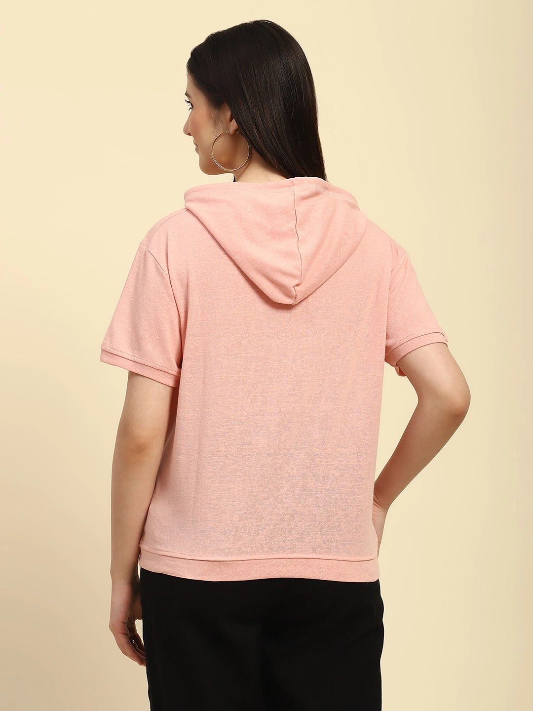 Pink Solid Cotton Blend Relaxed Fit Top - Global Republic