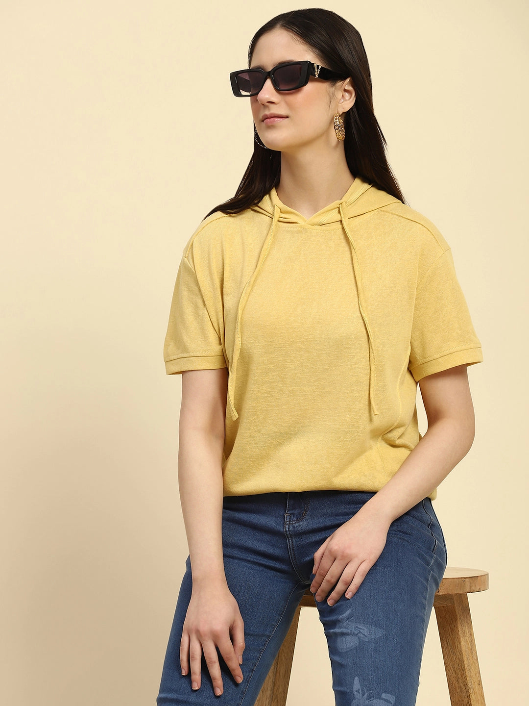 Yellow Cotton Blend Relaxed Top - Global Republic