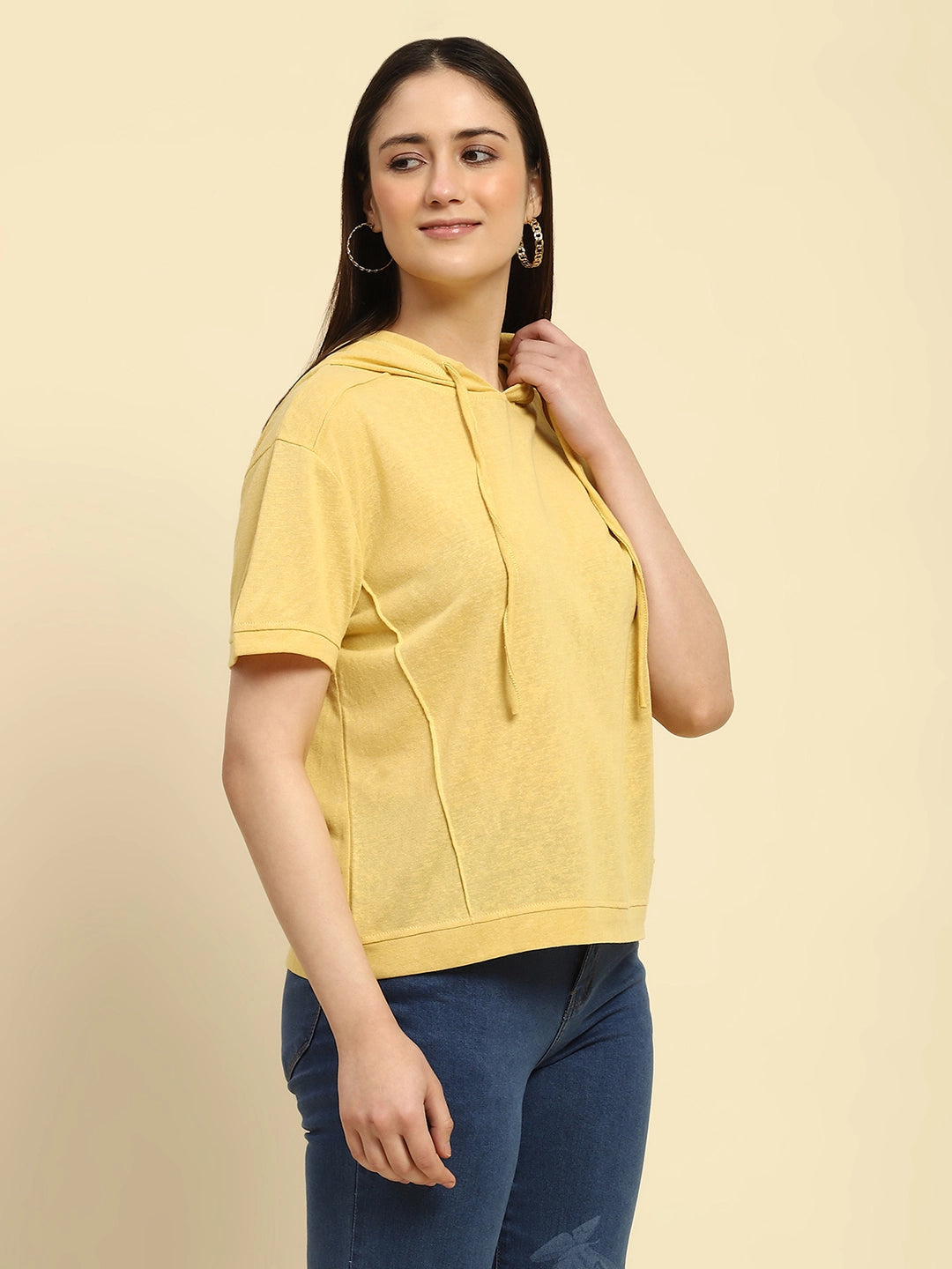 Yellow Cotton Blend Relaxed Top - Global Republic