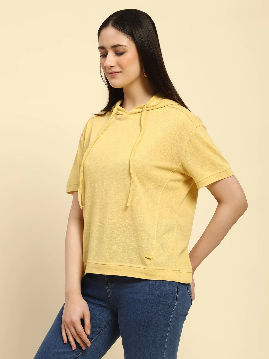 Yellow Cotton Blend Relaxed Top - Global Republic