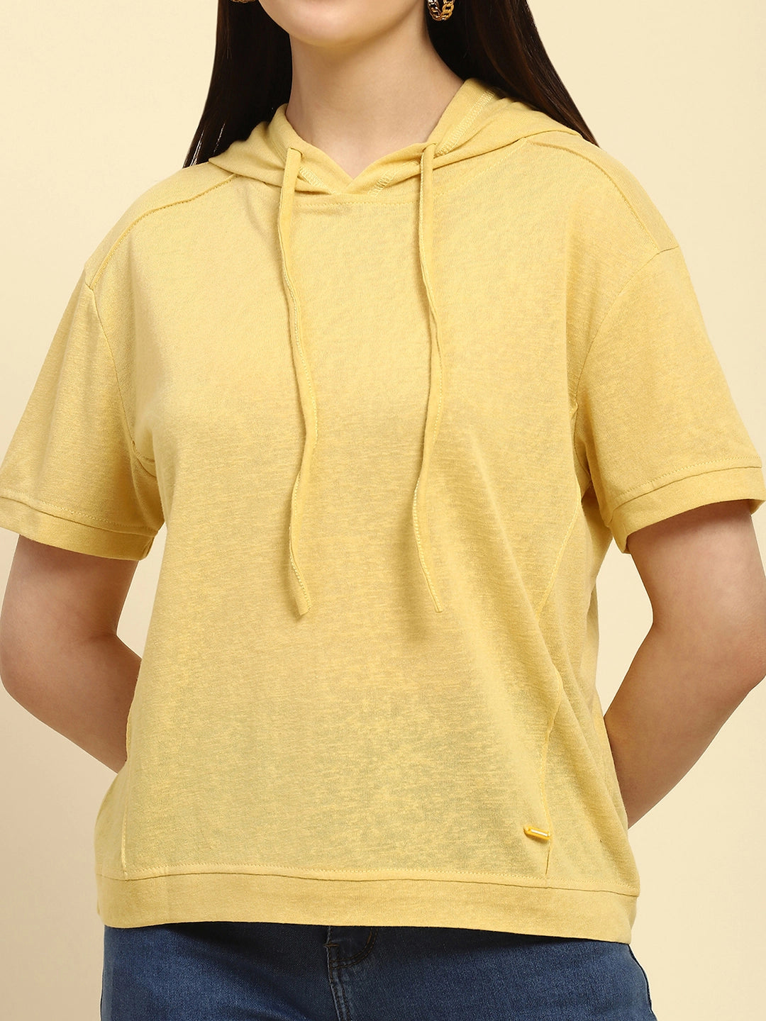 Yellow Cotton Blend Relaxed Top - Global Republic