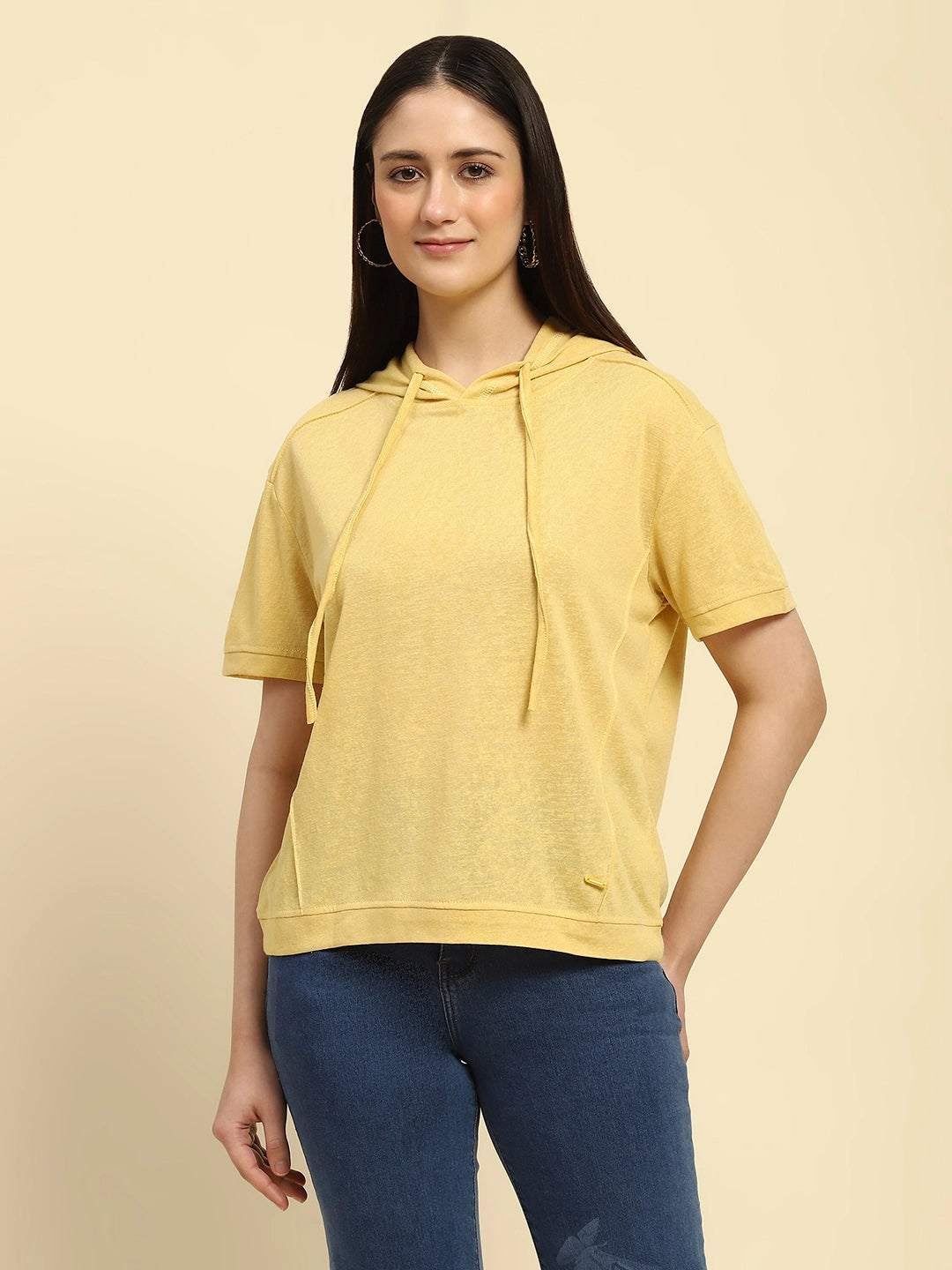 Yellow Cotton Blend Relaxed Top - Global Republic