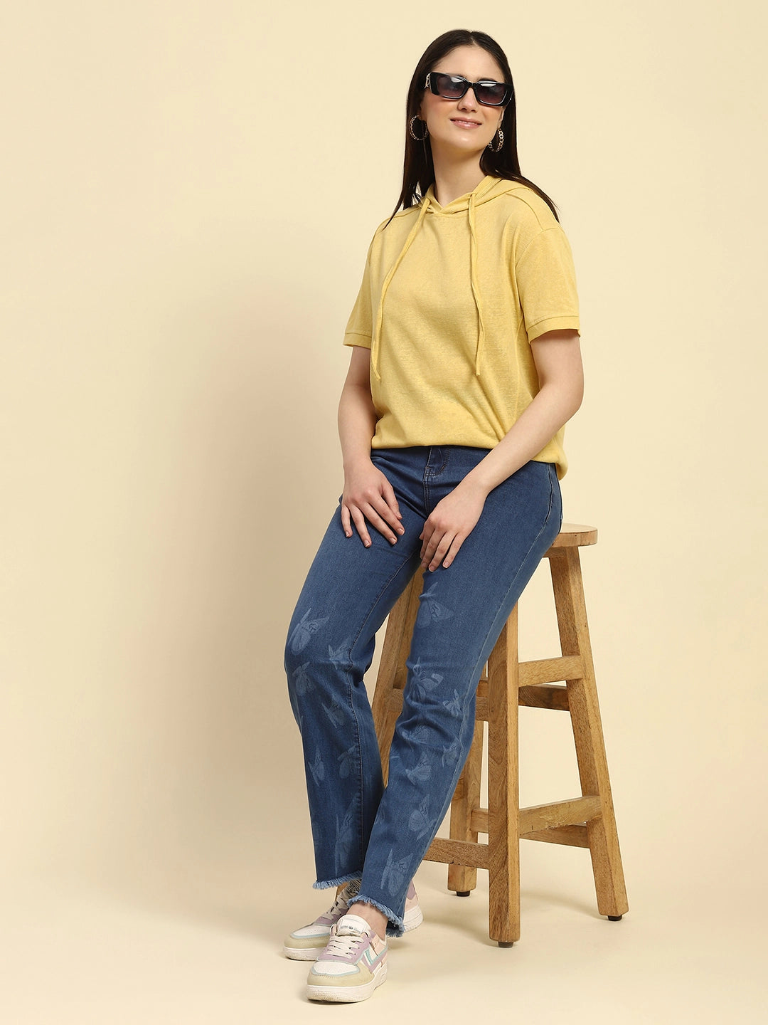 Yellow Cotton Blend Relaxed Top - Global Republic
