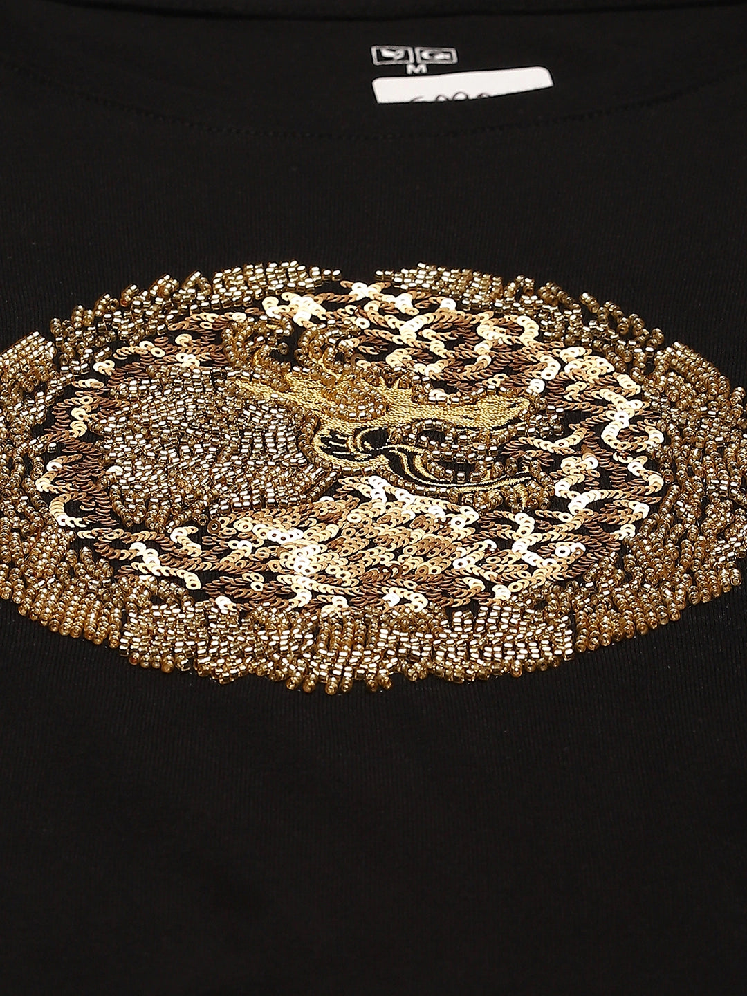 Black Embellished Cotton Top - Global Republic