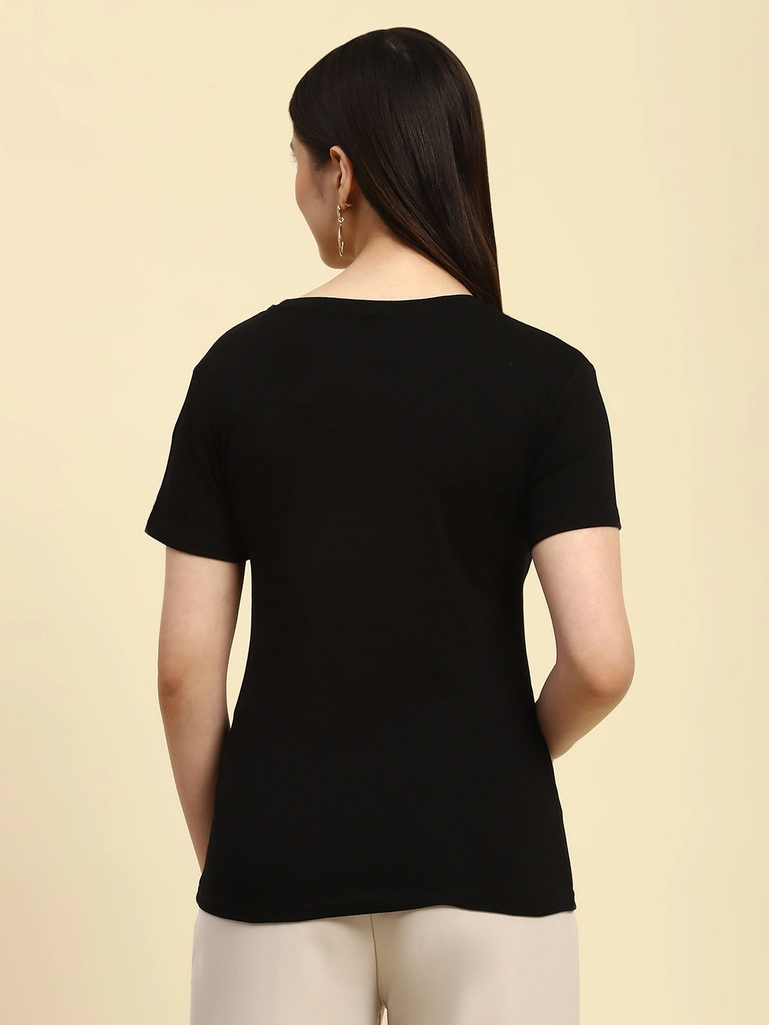 Black Embellished Cotton Top - Global Republic