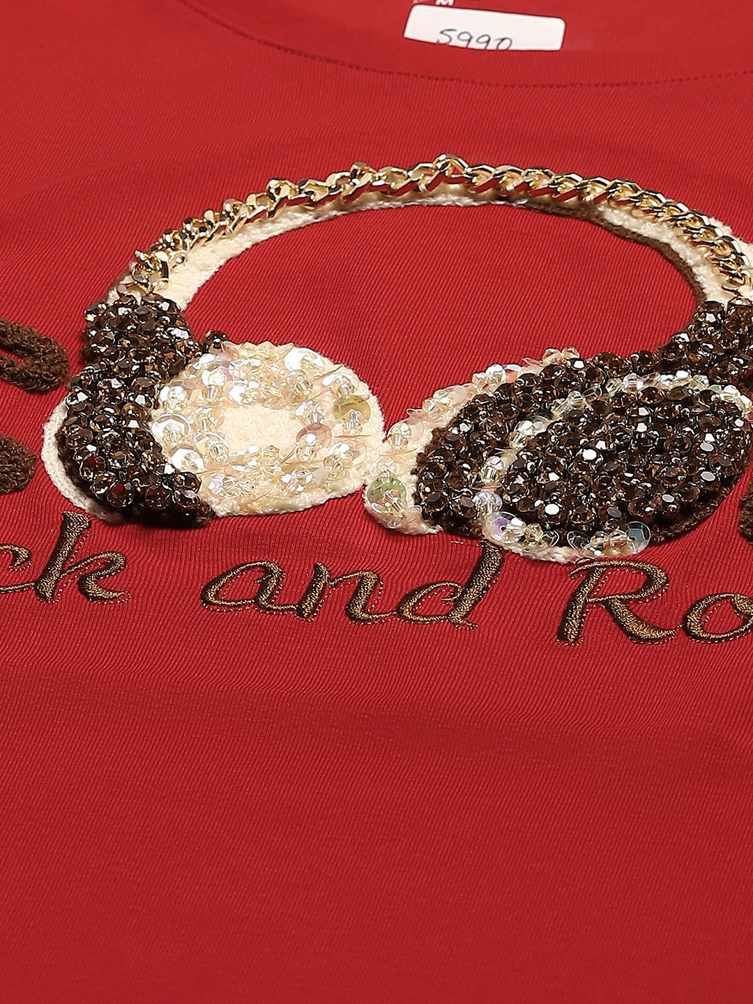 Red Quirky Embellished Cotton Top - Global Republic