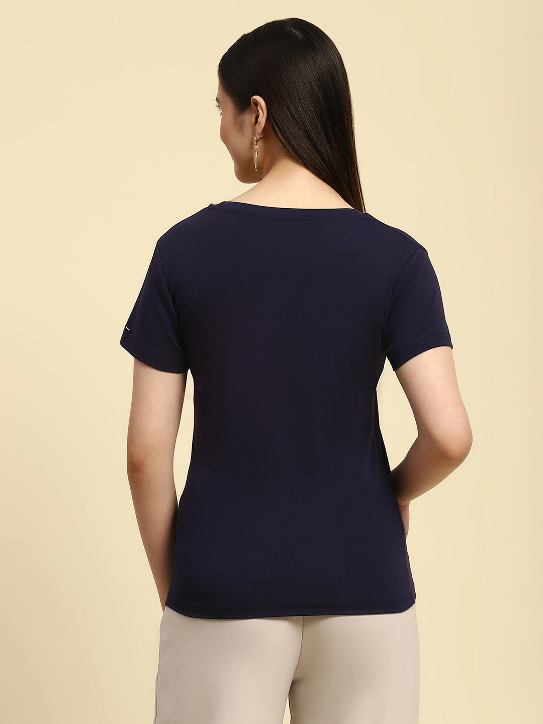 Navy Cotton Embroidered Top - Global Republic