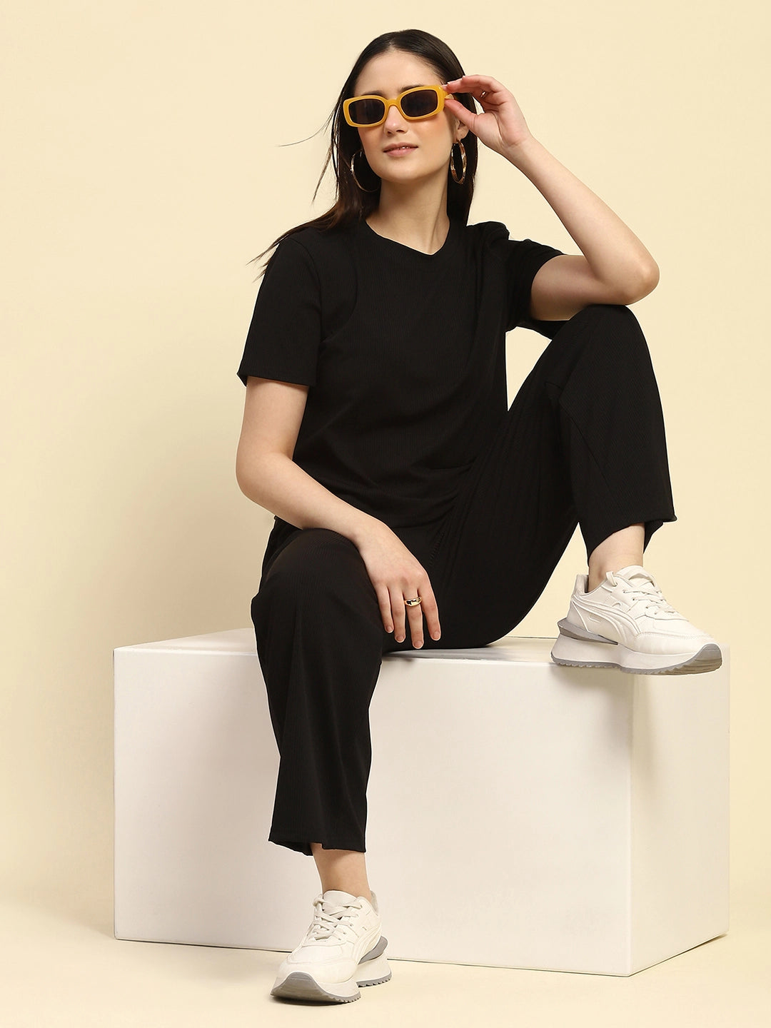 Black Striped Co-ord Set - Global Republic