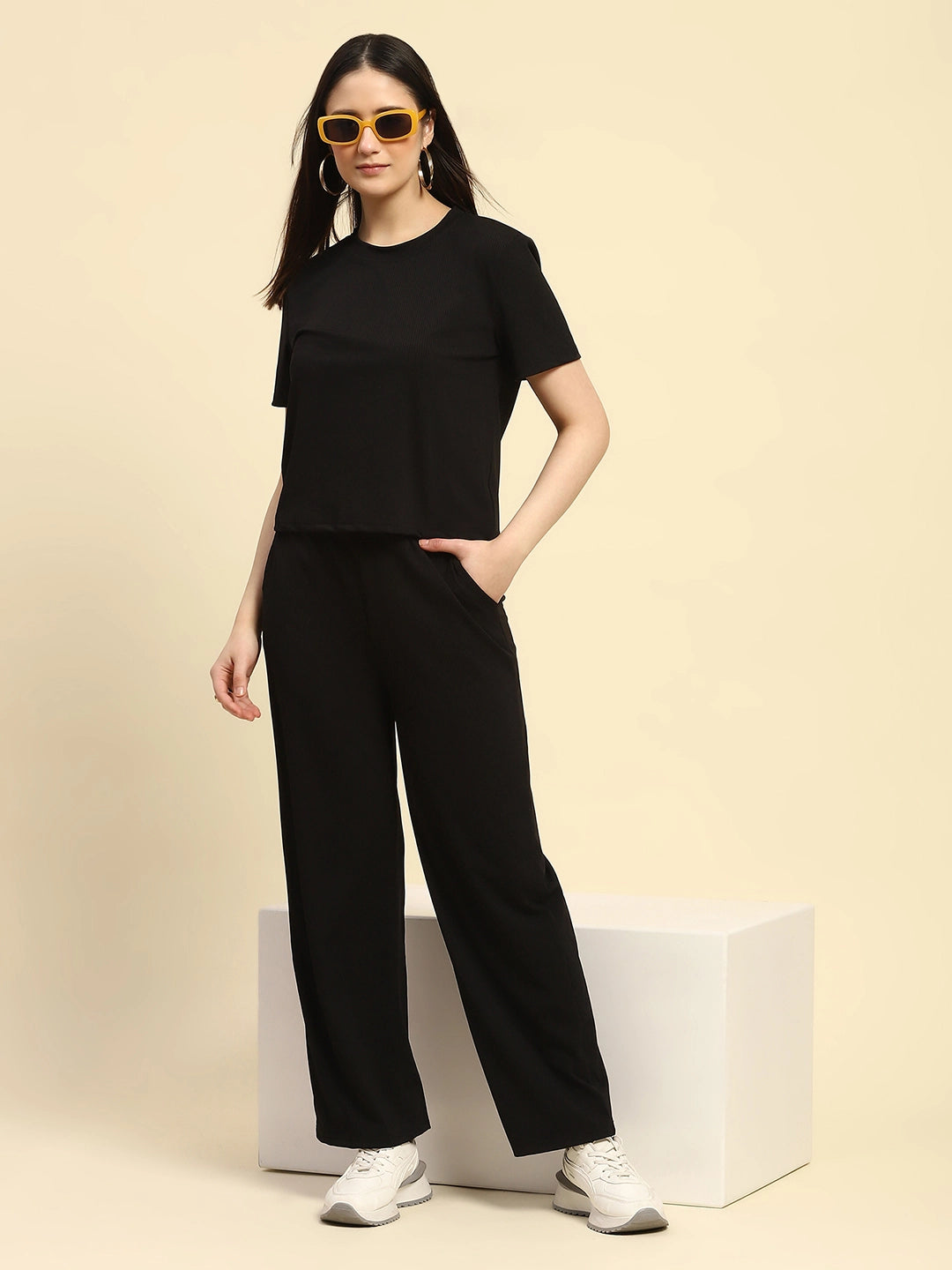 Black Striped Co-ord Set - Global Republic