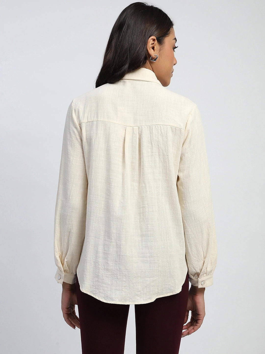 Cream Floral Embroidered Cotton Shirt - Global Republic