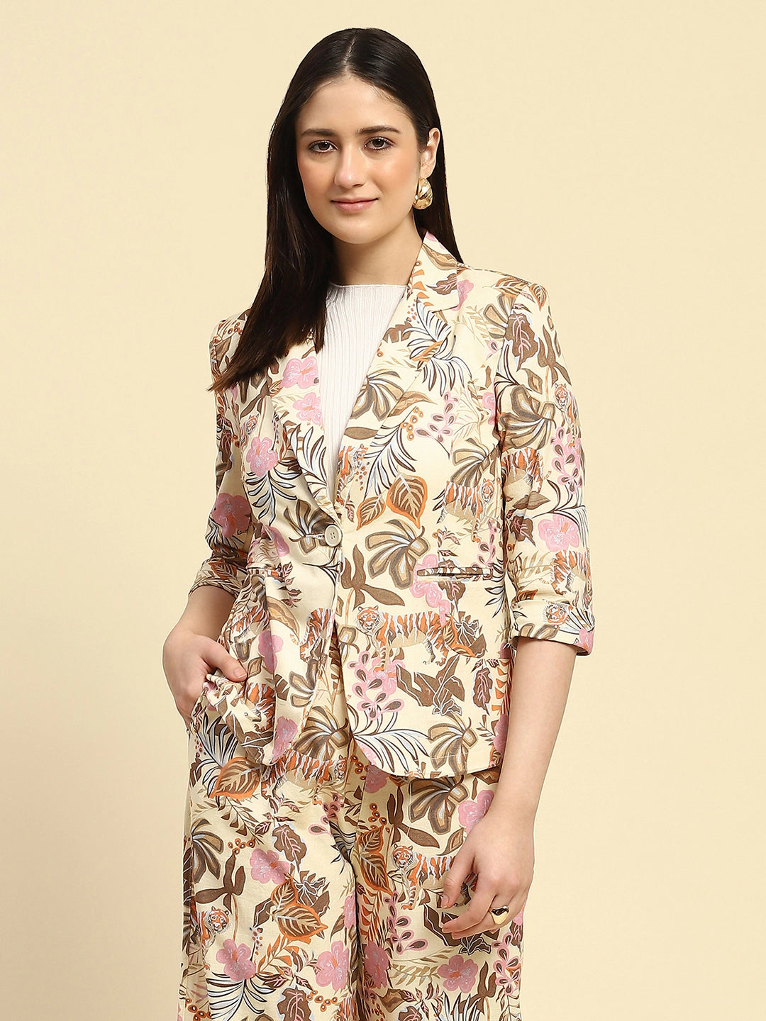 Multi Pastel Tropical Cotton Coat - Global Republic