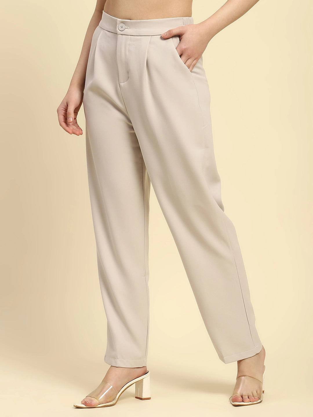 Ecru Korean Formal Trouser - Global Republic