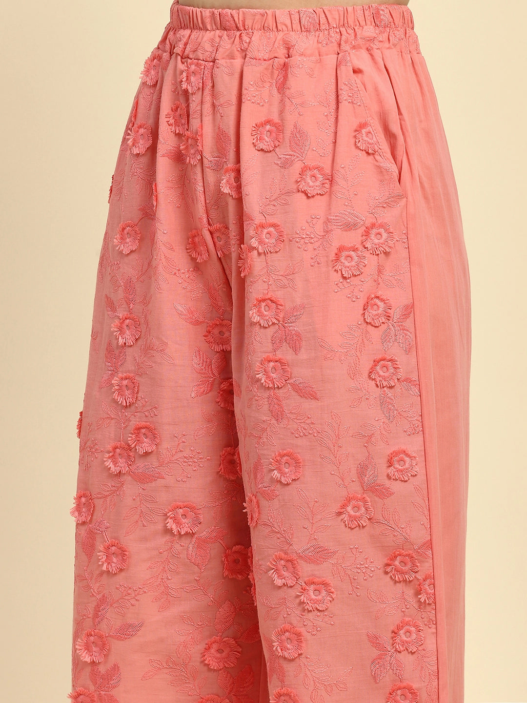 Pink Embroidered Cotton Nightsuit - Global Republic