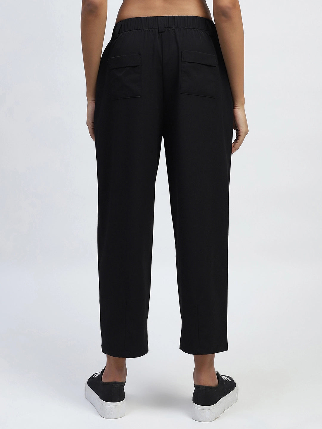 Black Solid Nylon Relaxed Fit Lower - Global Republic