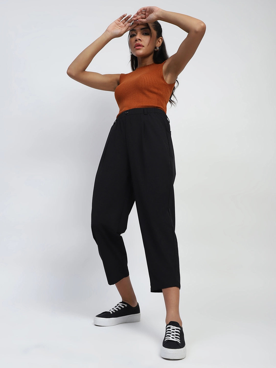 Black Solid Nylon Relaxed Fit Lower - Global Republic