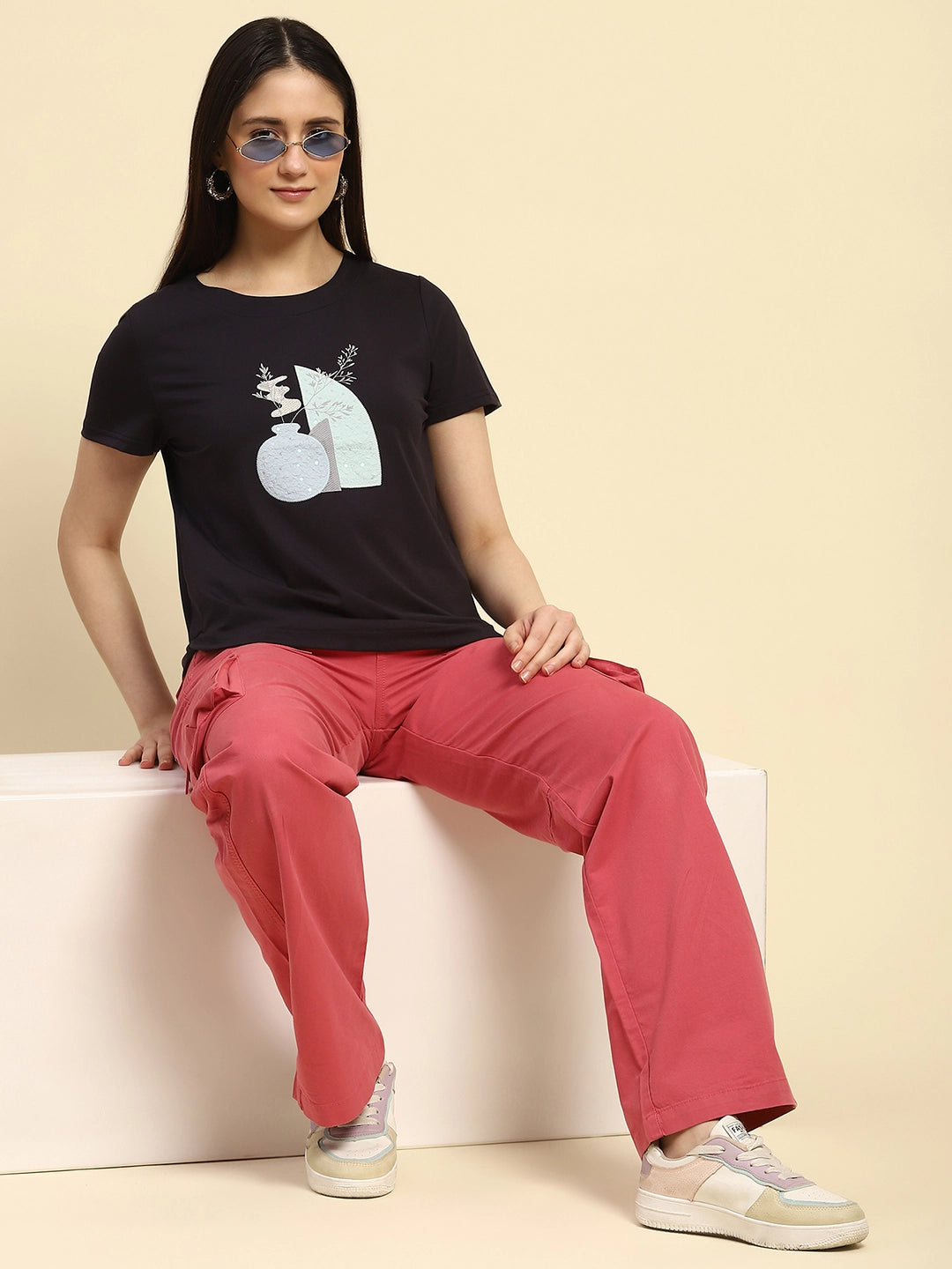 Embroidered Cotton Navy Top - Global Republic