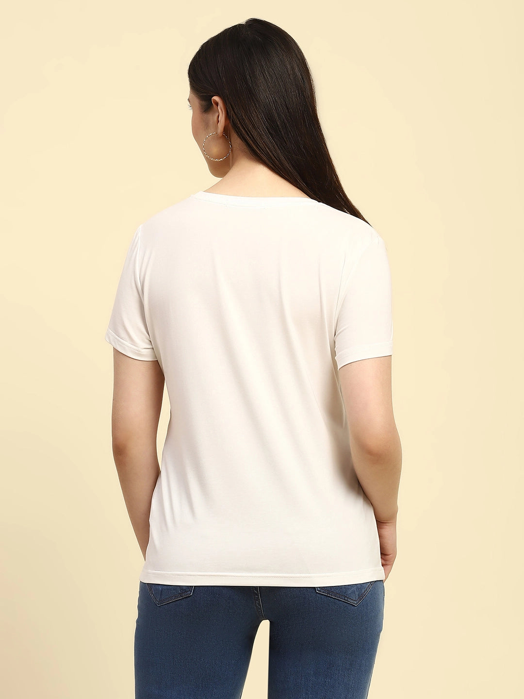 White 3D Embroidered Modal Top - Global Republic