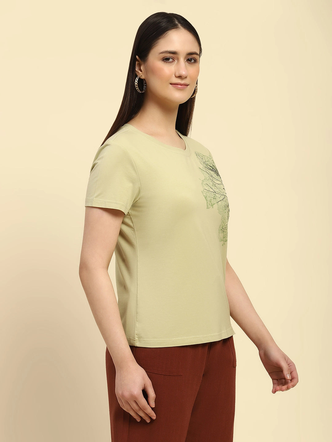 Green Embroidered Modal Top - Global Republic