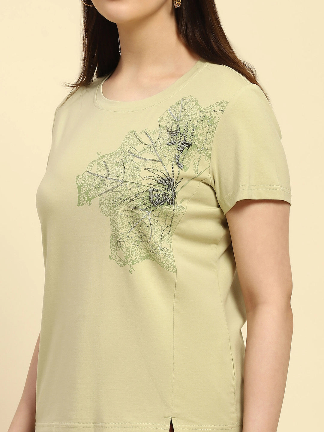 Green Embroidered Modal Top - Global Republic