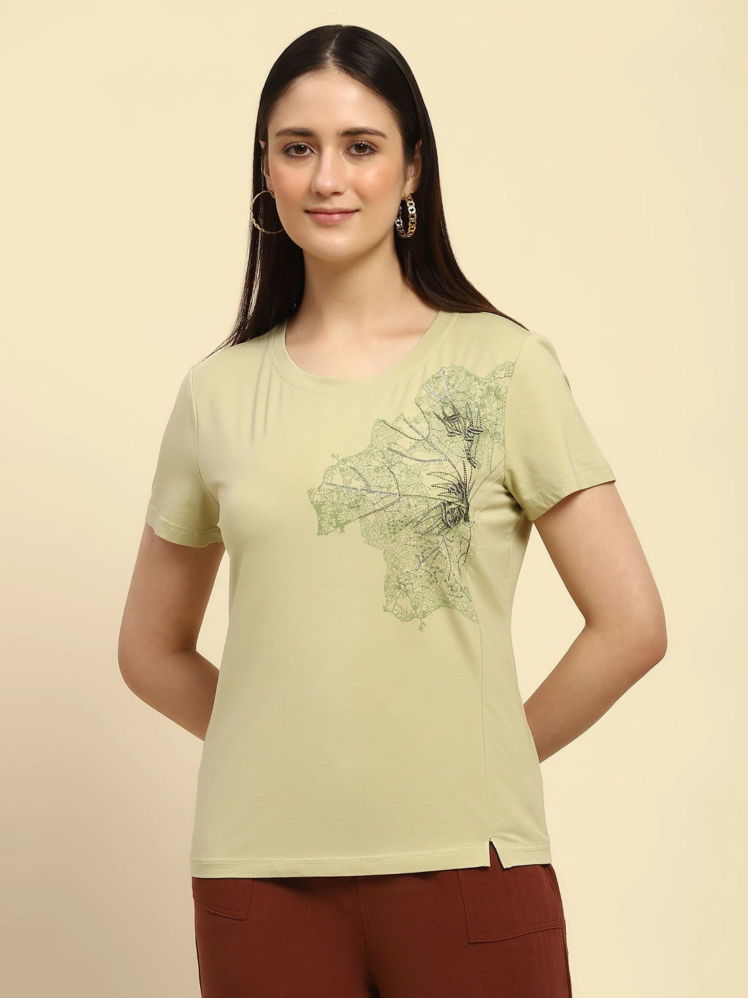Green Embroidered Modal Top - Global Republic