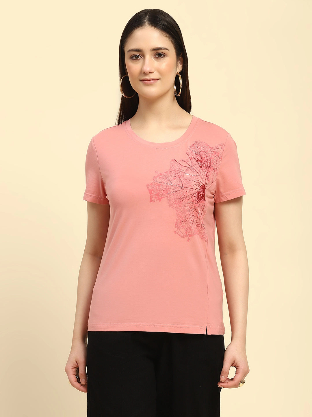 Pink Embroidered Modal Top - Global Republic