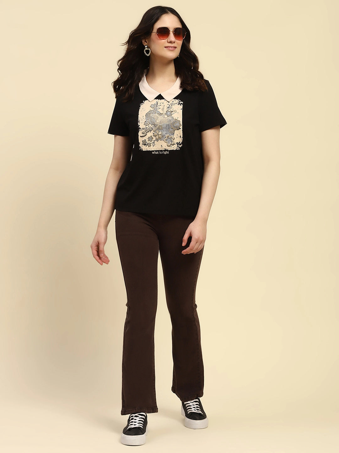 Black Motivational Quote Viscose Top - Global Republic