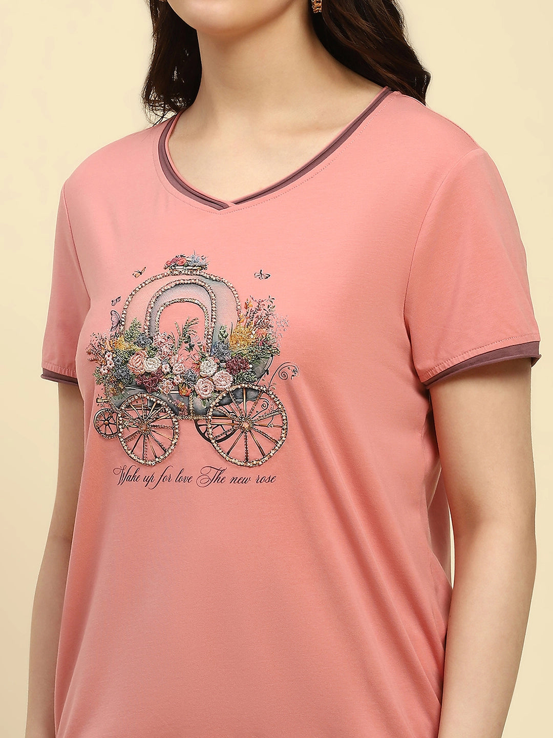 Pink Modal Embroidered Top - Global Republic