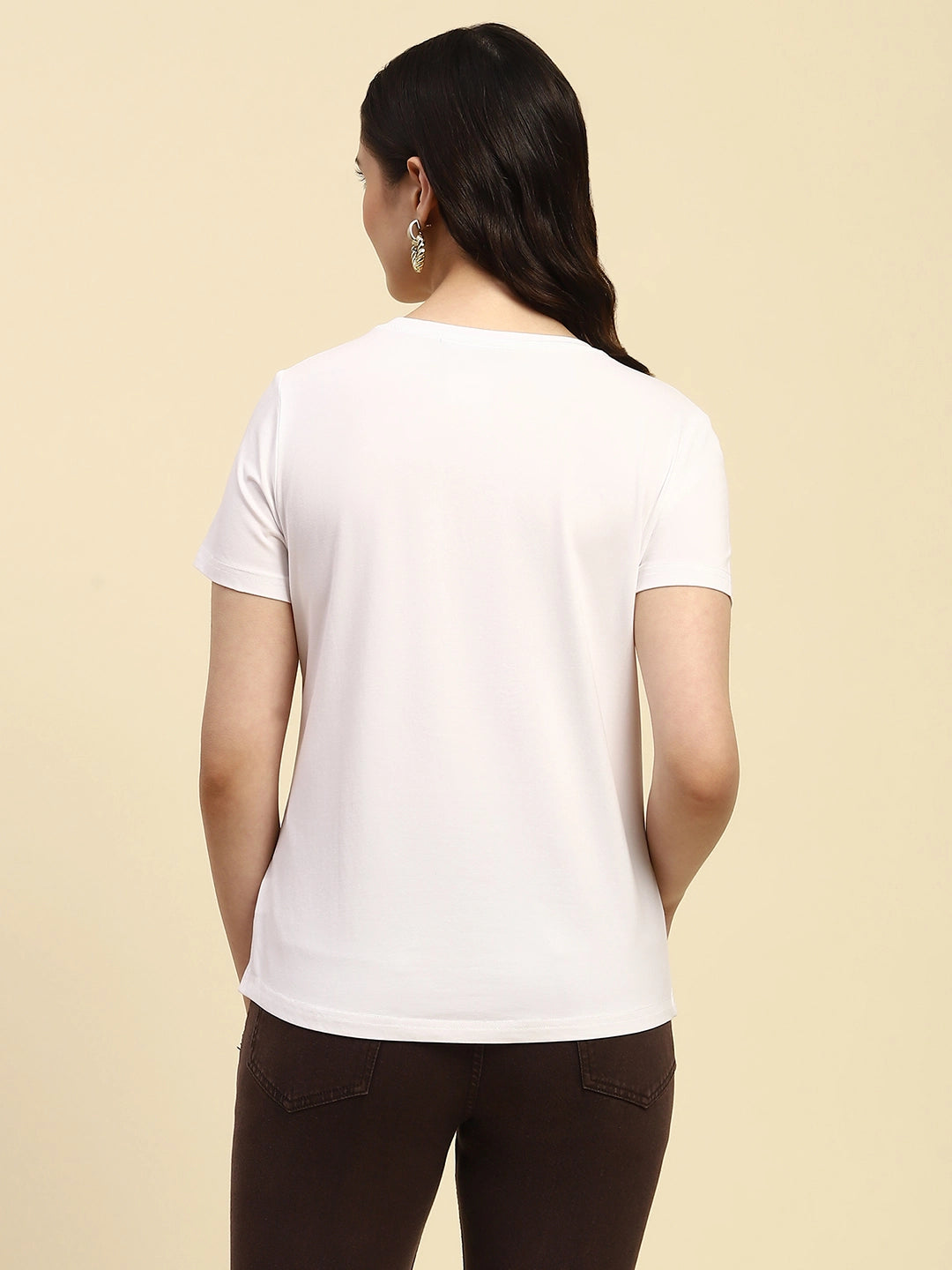 White Embroidered Round Neck Top - Global Republic