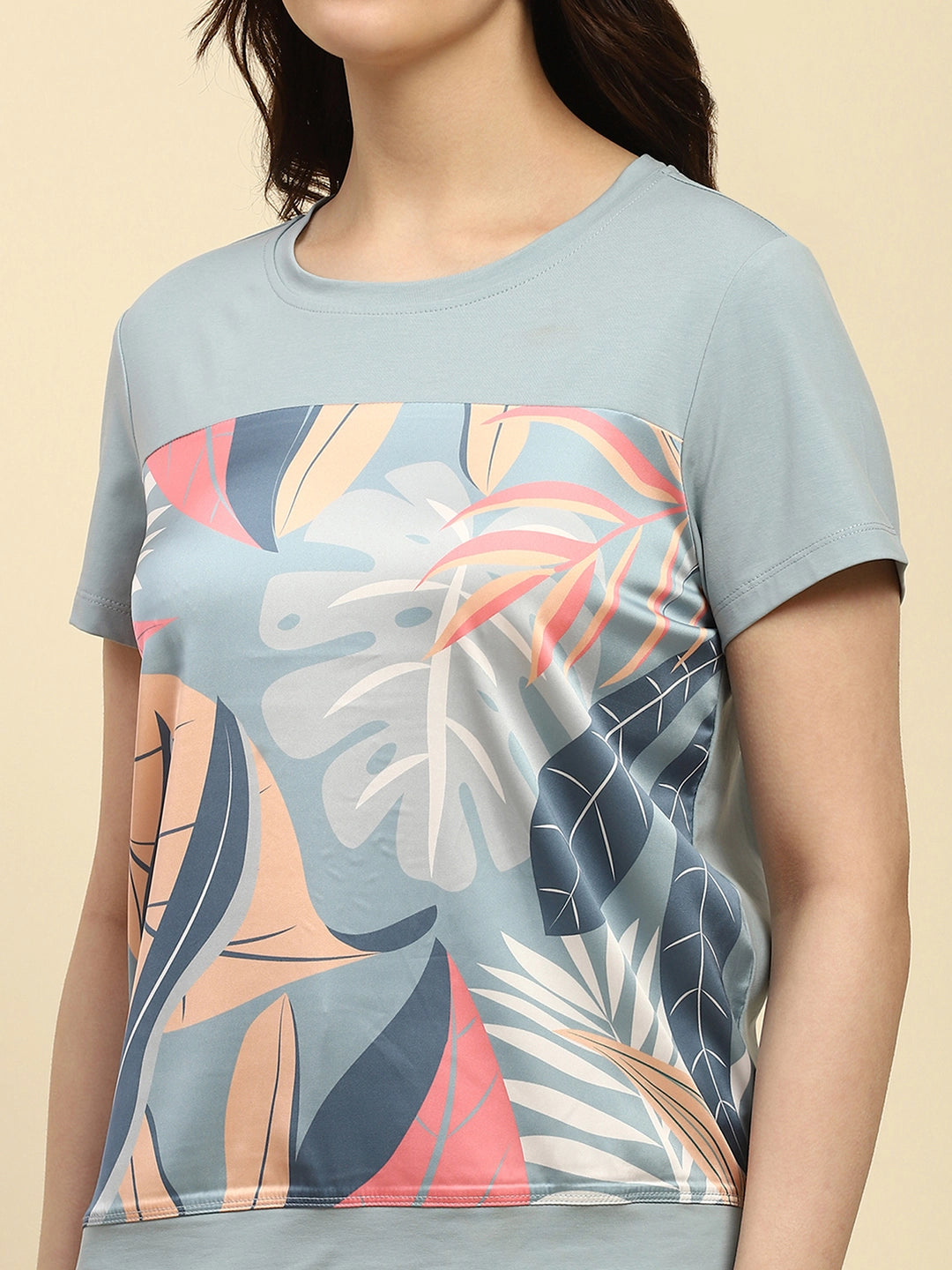 Blue Graphic Cotton Blend Top - Global Republic